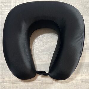 Travel Neck Pillow with Pocket, Black - Memory Foam
